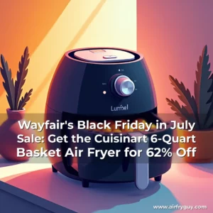 Artistic representation for Wayfair's Black Friday in July Sale: Get the Cuisinart 6-Quart Basket Air Fryer for 62% Off